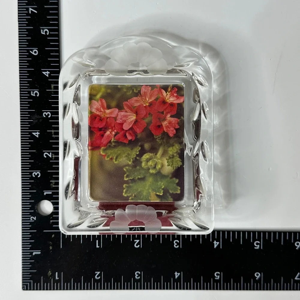 Vtg Princess House Lead Crystal Picture Frame Heritage Romance Floral 2.25x3